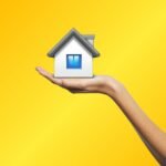 real estate, home, hand, design, house, giving, yellow home, yellow house, yellow design, real estate, real estate, real estate, real estate, real estate